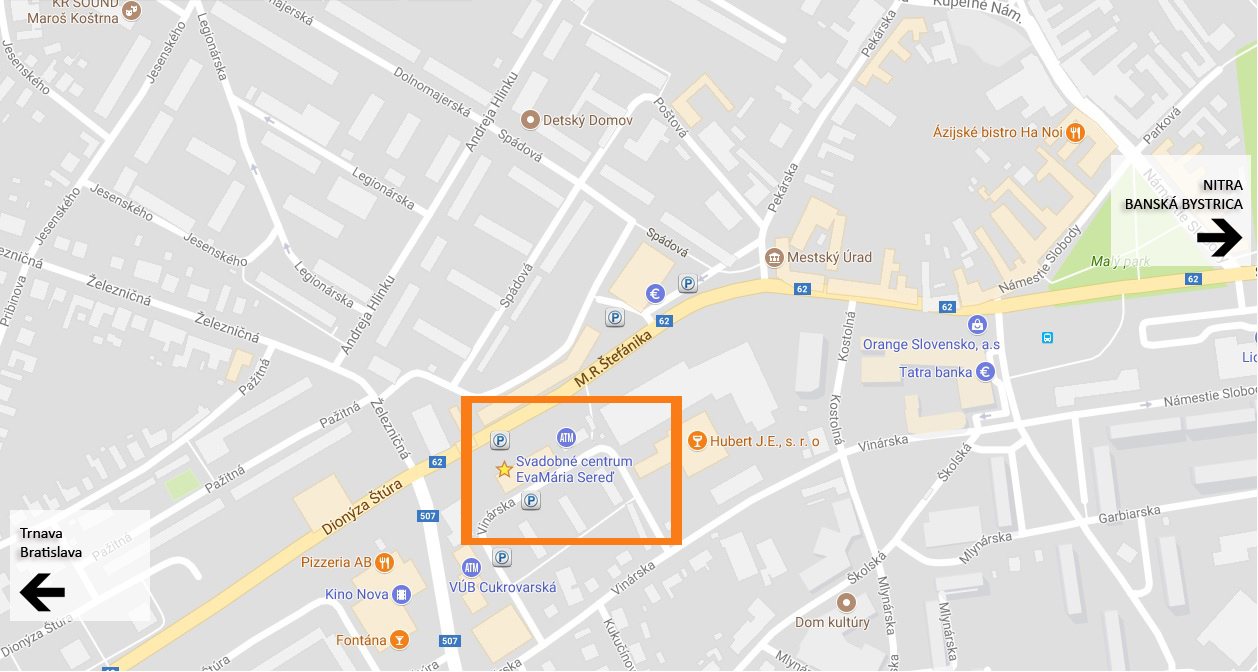 parkoviská pri salóne EvaMária
